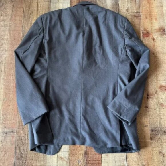 Charcoal Gray Mens Two-Button Blazer Jacket With Notched Lapel & Pockets Classic - Picture 9 of 9